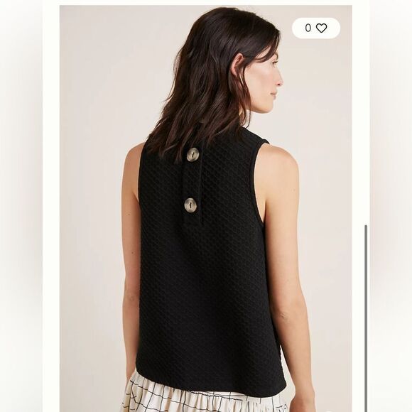 Anthropologie Eri + Ali Overture Black Button Back Tank Top Blouse Small - Picture 2 of 7